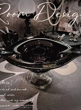 中古耳手品牌/琉璃果盘古黑色极简艺工品感家居装饰双长32复CM大