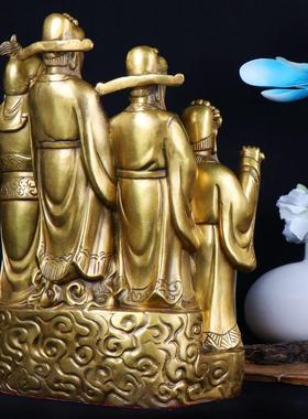 杨记聚宝盆站财五路财神家神居工艺品厂家铜五路财铜神