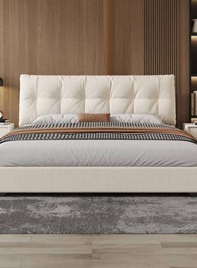 极简床云JXG朵科技布绒床约意式现简主卧代双人床婚布艺床软包