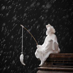 创意新中式陶瓷白瓷人物伯牙抚琴桌面摆件家居客厅书房玄关装饰品