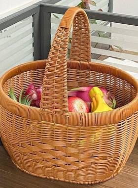 新款纯手工仿藤编鸡织水篮果篮购CUO物篮提篮蛋提菜子收纳采摘野