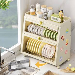 碗碟柜碗架盘架厨房带门台面放碗盘置物架多功能餐具沥水收纳架子