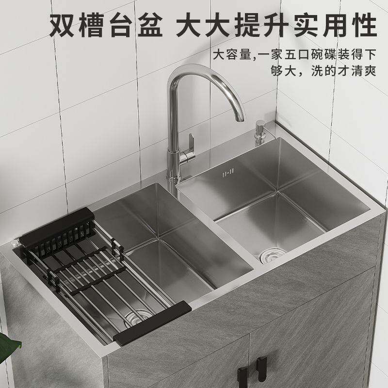 新款水槽一体柜浴室柜家用厨房阳台出租房单槽落地式简易洗菜橱柜