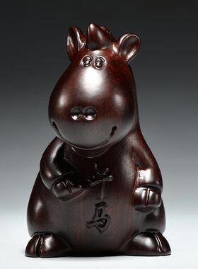 黑檀木摆猪雕十二生肖三合件牛一套鼠虎兔龙蛇马羊猴LDS0562鸡狗