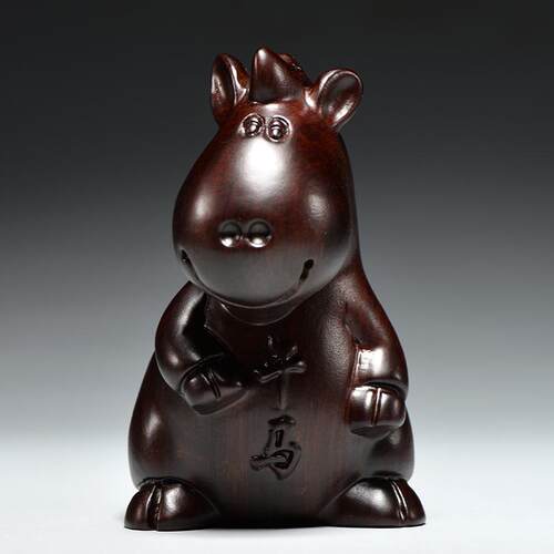 黑檀木摆猪雕十二生肖三合件牛一套鼠虎兔龙蛇马羊猴LDS0562鸡狗