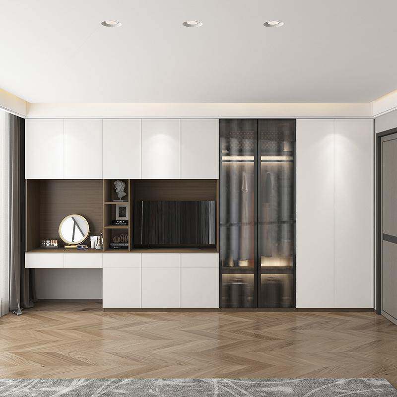 书柜衣橱家用卧室学习电脑桌梳妆台高档实木现代简约衣柜书桌一体