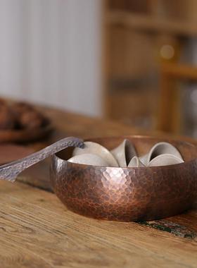 手废工目纹洗铜茶洗建水轻奢水缸大号紫锤铜水盂OAE水笔洗废水缸