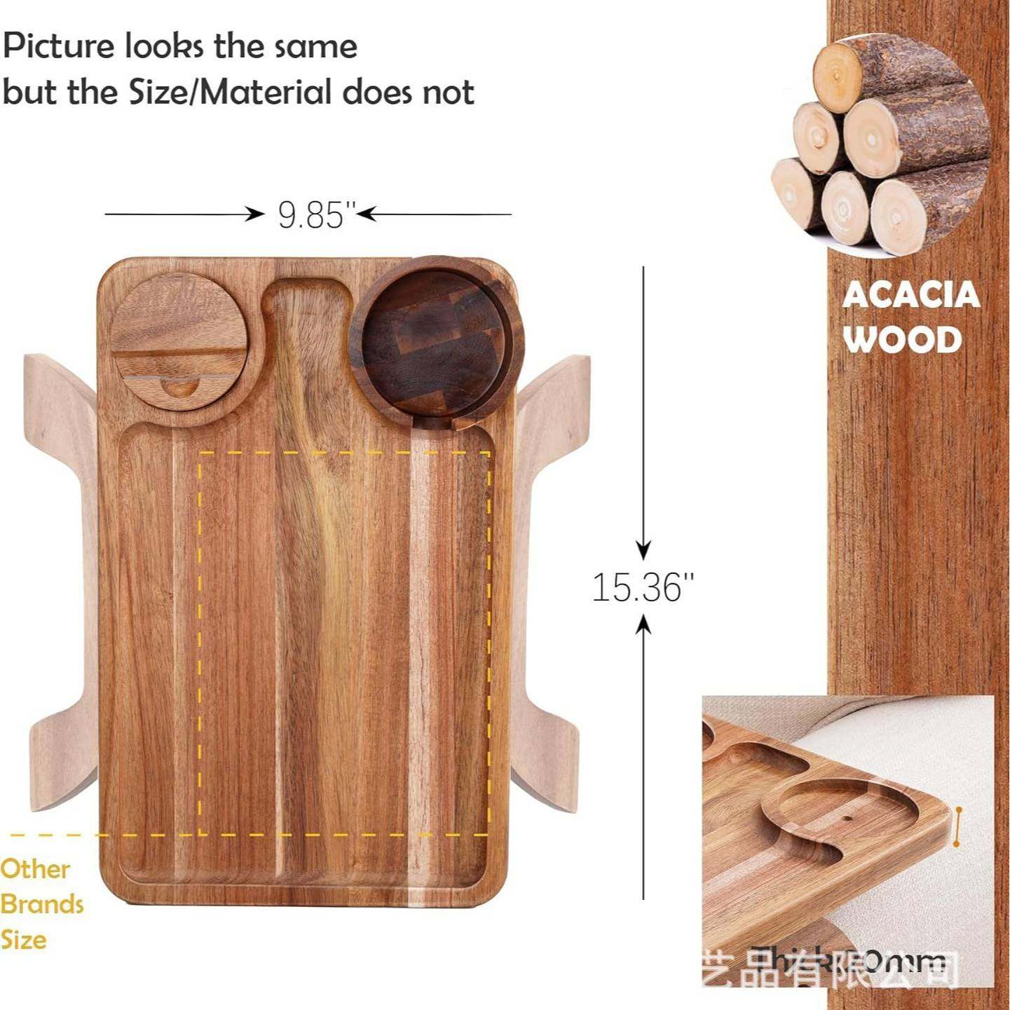 懒人沙发方形扶手托盘带旋转手机平台支架水果点心托盘早餐盘支架