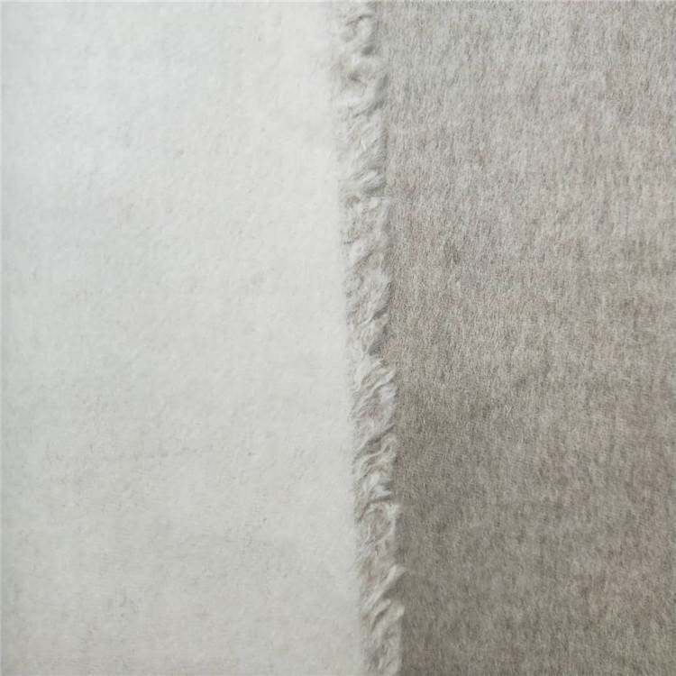 全毛双面双色大衣面料 混色双面阿尔巴AB面卡风 燕麦色米白毛呢