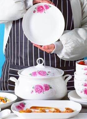 家用碗碟碗新款1ZIH0组合创大套装陶意瓷餐具饭面碗盘人子大号汤