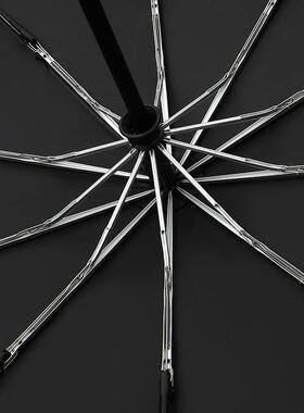 PARA3CHAS292E木忆弯柄全自动伞十骨0T记布双人雨伞自开0收抗风伞