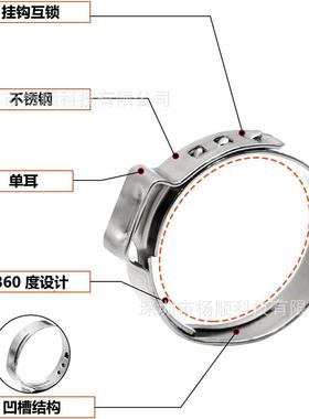 跨0RID境200pc2s盒装4不定锈钢单耳无极卡箍固软管夹5.8-1mm组合