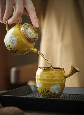 手品绘山茶花下陶瓷SY-061-茶壶一人用中式家用茶具釉泡茶壶彩小