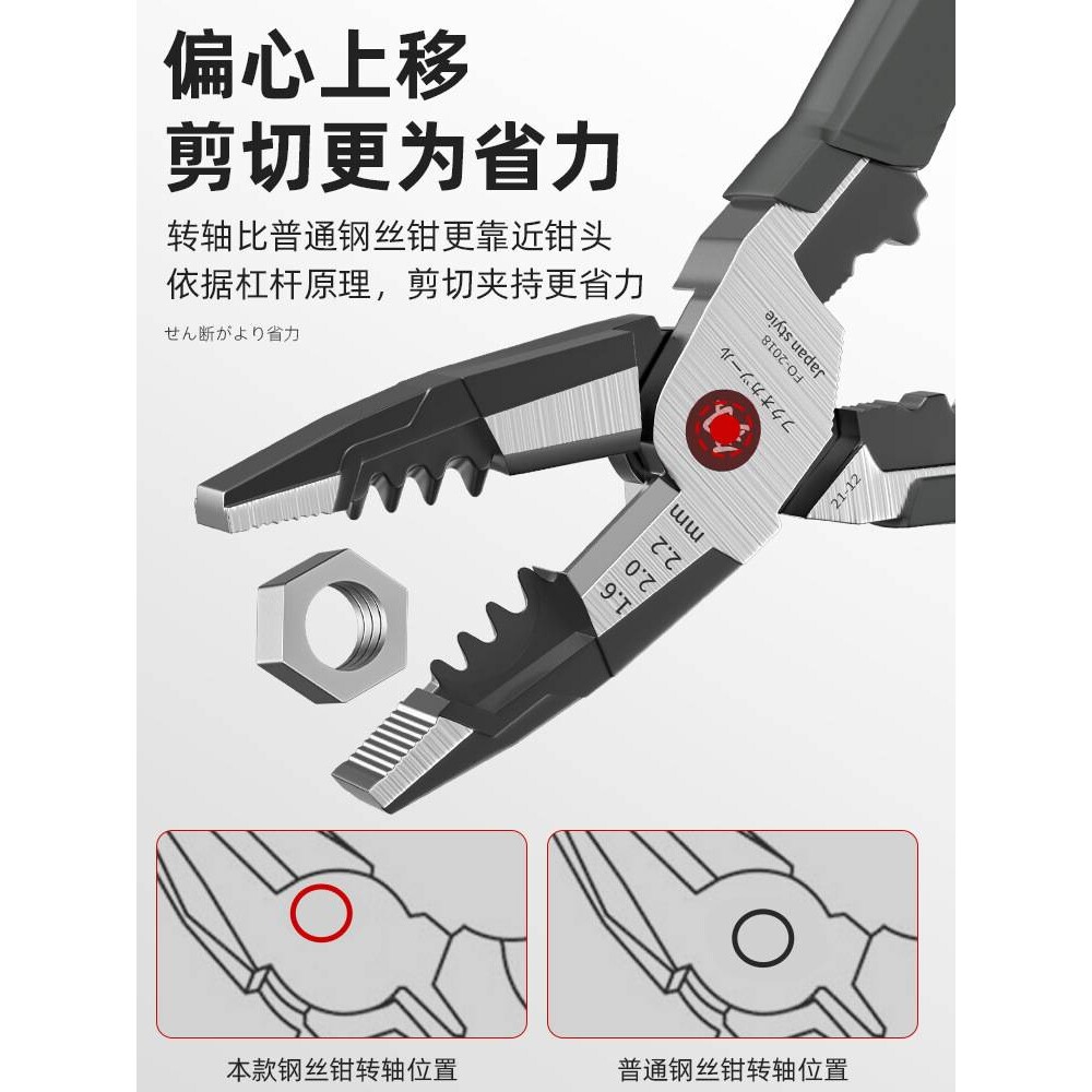 福冈老虎钳电工钳子多功能万用高硬度钢丝钳套装德国进口工具