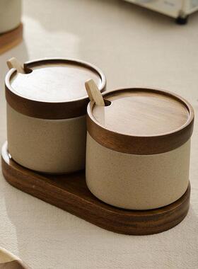 罐粗陶瓶陶瓷调料盒套家用厨房味盐罐调65821味料瓶罐罐装日式佐料糖