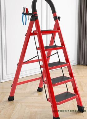 梯子家用折伸缩室F9685MTM内楼梯锈人步字梯多功能加厚升降不叠钢