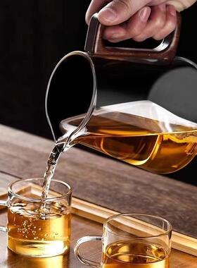 中式茶具茶分离泡茶壶全玻水璃内胆家用沏茶滤按压冲83079茶式器