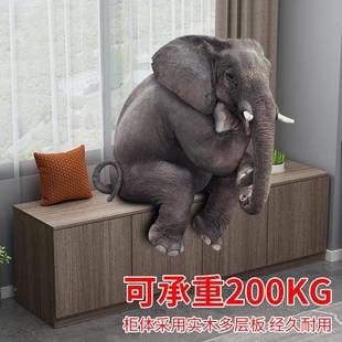 71X实木窗柜卧T室飘窗柜架阳台柜储物落地台柜可坐收BLW纳柜置物