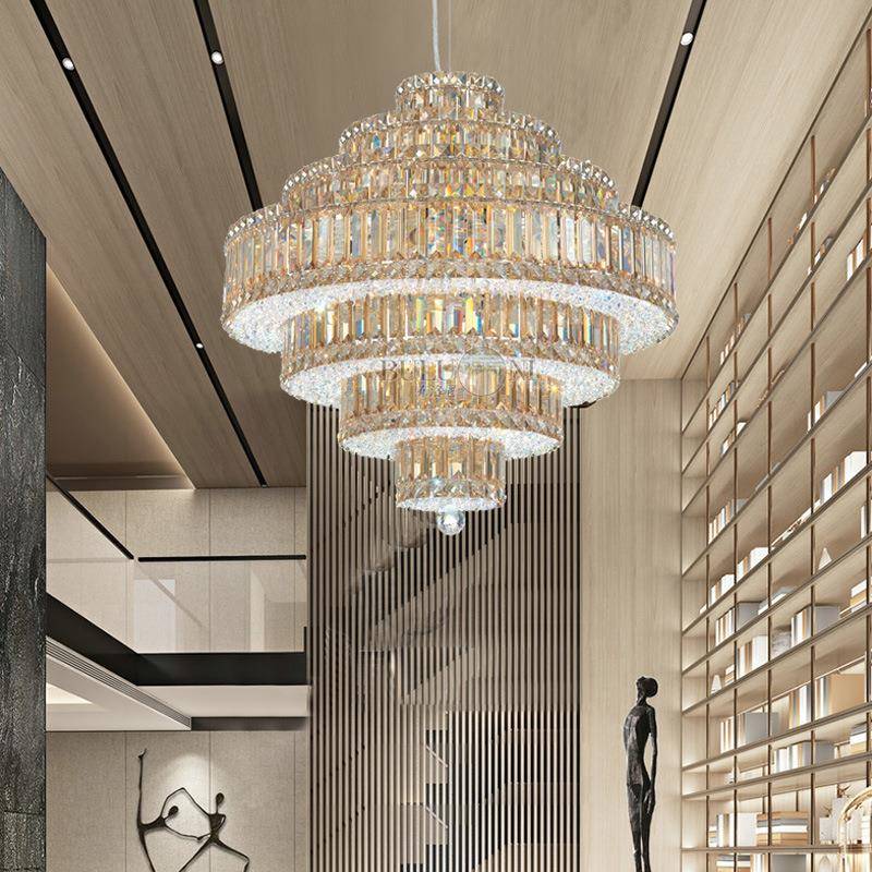 现代墅简约轻847奢别客卧厅水晶吊灯后书房室餐厅展厅饭店包间圆