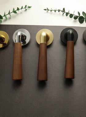 胡木门吸锁室内卧室桃房锁1间房门复古静音磁门分体门把手家用新