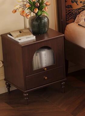法复古风式黑色实木床头柜子置卧室Z03#家用小型储物收纳户柜床尾