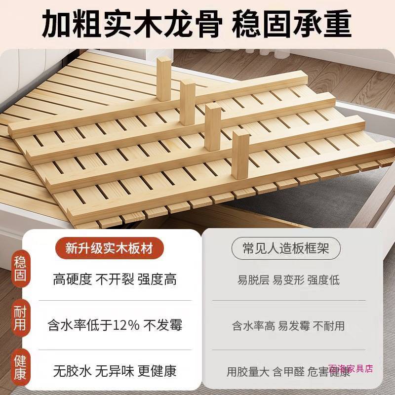床实木床现代简约主卧1.5米轻奢家用双人床软包1.2经济型单人床架