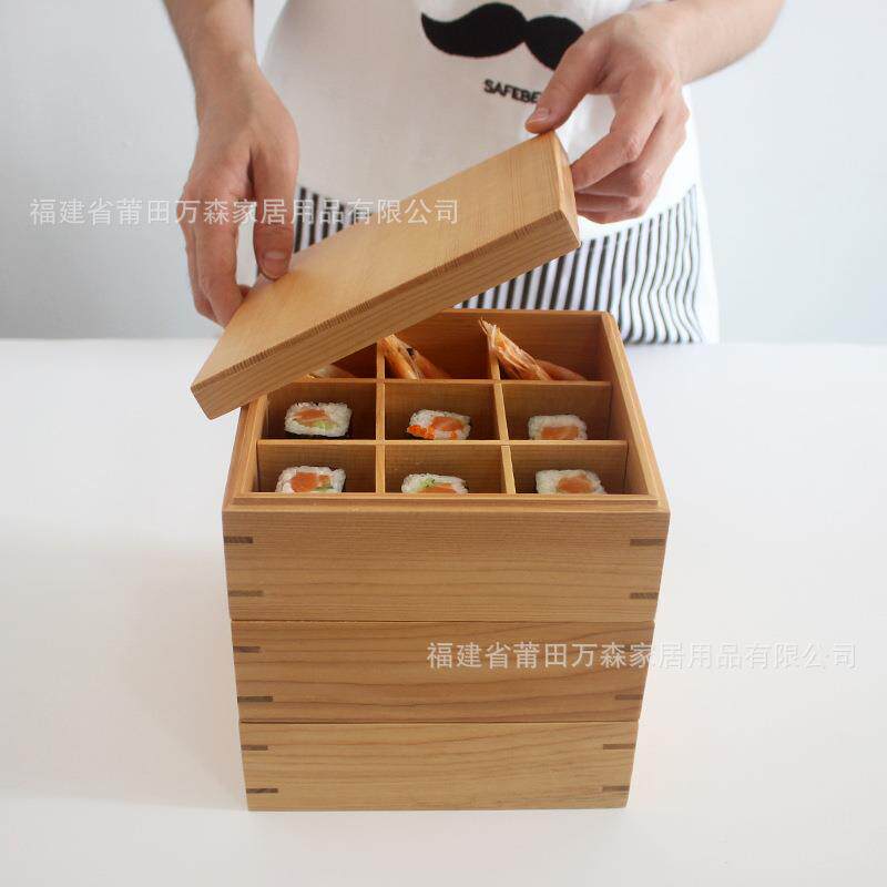 新木质便当盒式多层餐分隔日便当盒创意品48简约盒餐饮盒