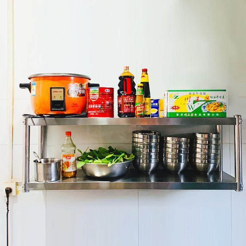 厨房壁挂置物架不锈钢上墙调收二层吊架味品展托臂架3EJC饭店纳示