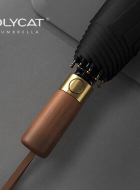 L88YCAT三折1自0加骨动雨O伞商务手柄商务男款固伞骨耐用加厚伞布