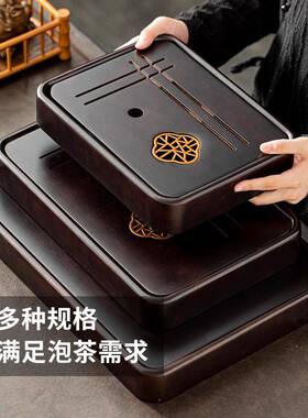 中式新木竹制茶竹盘家式用长方48421形整块干泡盘泡茶储水小茶台