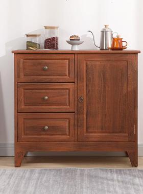 AL柜带门jd99实收木美式卧室纳9储物靠墙小柜子客厅斗家用餐边柜五斗