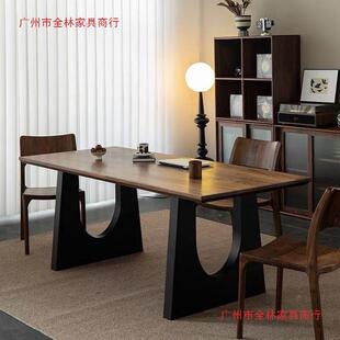 实餐桌胡CQL桃木木色客厅大长书桌议工体作台大板餐书桌一会办公