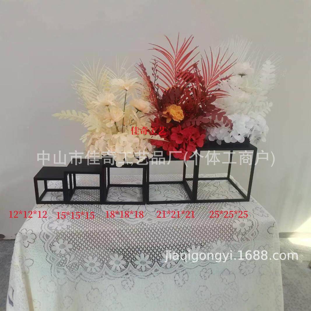 婚庆具黑色几何方框路引铁艺立体摆件饰jiaqi022婚道礼装迎宾布区
