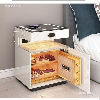 无线充带电床头智柜保险柜一体隐形多功能指纹解锁卧能室保险813