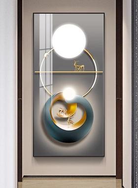 现代玄关装饰画轻奢大气走高档过廊道挂画入户对门竖55455版墙壁