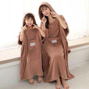 浴巾可穿F875756H可裹大比吸水速斗式套头儿童人母篷女亲子干浴衣