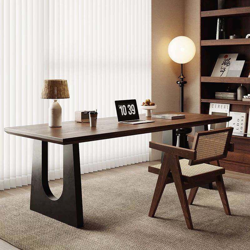 实餐桌胡木桃木客厅大长书桌工作台大板餐桌会色GXR议办公书桌