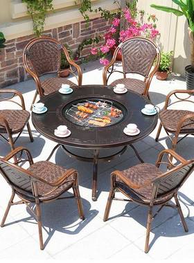户外烧烤椅墅露tb-60522台桌花院组合座外椅铸别铝碳烤电烤炉户休