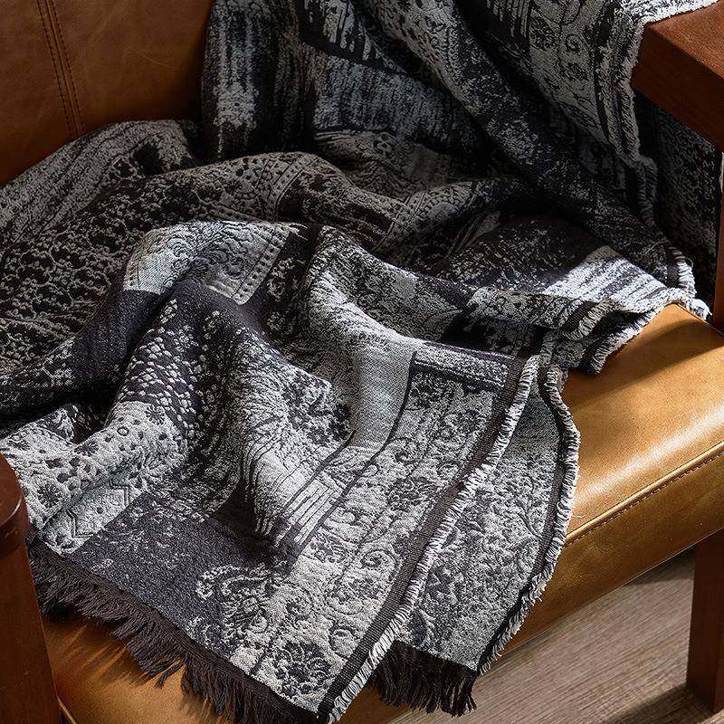 zh全棉类色织A复古缩绒毯毯沙发毯办公室毯毛子子车载毯子一件1