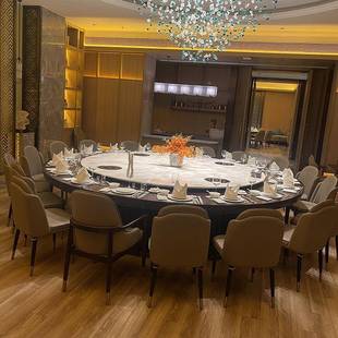 酒店0电动大圆06桌15人2餐人旋转自动桌店餐厅酒店手动餐饭桌大圆