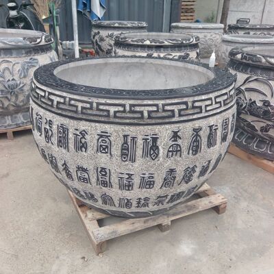 石雕圆缸青石水缸庭院养鱼池水槽仿古销售圆形石缸院子养鱼池