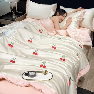 被888件夏季冰丝丝四套水洗真丝夏凉被滑裸睡刺绣单双人夏床单三