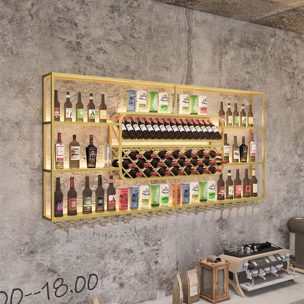 吧台酒柜靠墙壁挂式置物架工业风酒吧铁艺展示架创意餐厅红酒架子