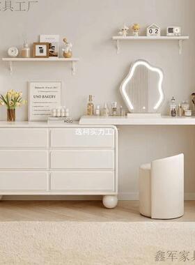 全实木BHW约现梳妆台代室多简功能斗柜化卧妆台可旋转一体网红化