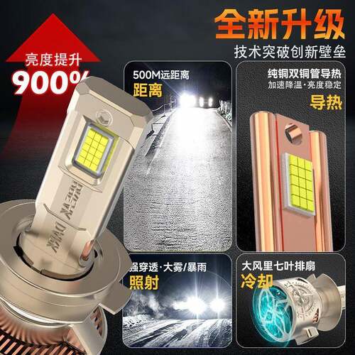 24Vled大灯卡车led大灯聚光大功率改装强光前照灯大灯灯泡H1H4H7