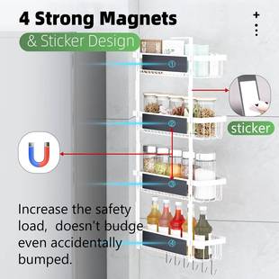 多功厨能房冰磁性置物架免打挂孔箱侧架厨房带挂钩调味品XZ 25020