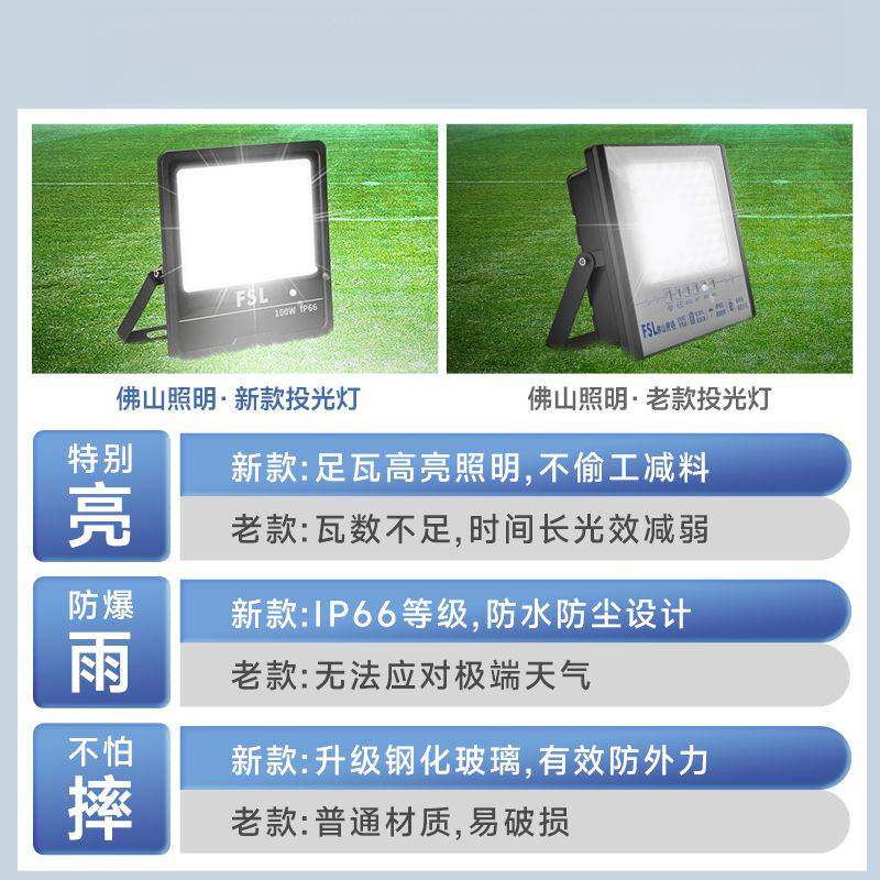 照明投光灯超亮大功率探照灯户外庭院防雨强光LED招牌灯接电