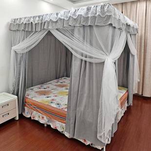 加物理遮光床床幔帘公主厂家直供蚊帐一体式防尘1风.5m2米1.8双厚