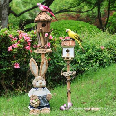 庭院户装饰MZT观插欢地迎牌外草坪阳台造景摆件卡通风微景院子幼