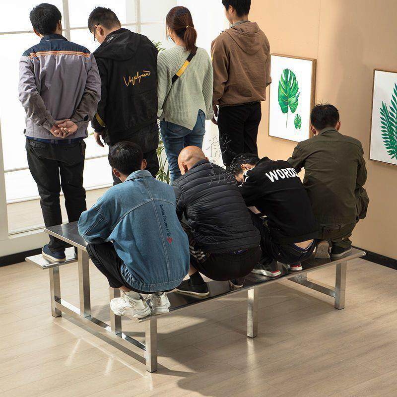 学校超市门口快餐桌椅组合地员工饭瑞森客堂工连体桌椅不锈堂食餐